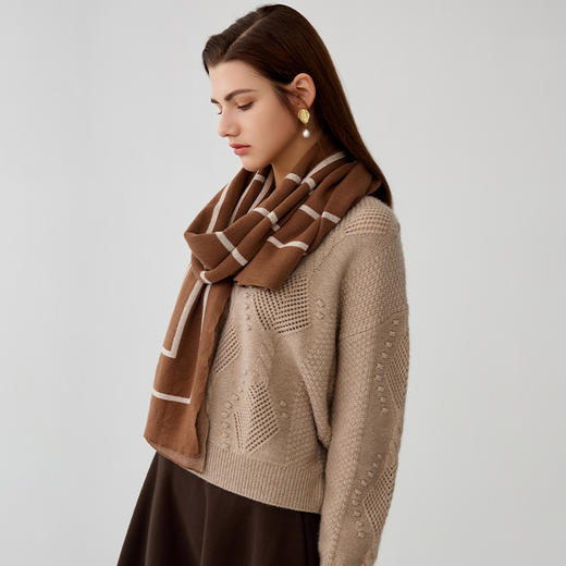 【纯羊毛披肩】23年秋冬女士新品100%绵羊毛围巾时尚百搭长方形保暖围巾 商品图2