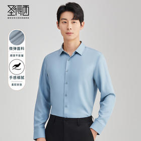 圣得西长袖衬衫男秋款商务正装纯色衬衣2352954503