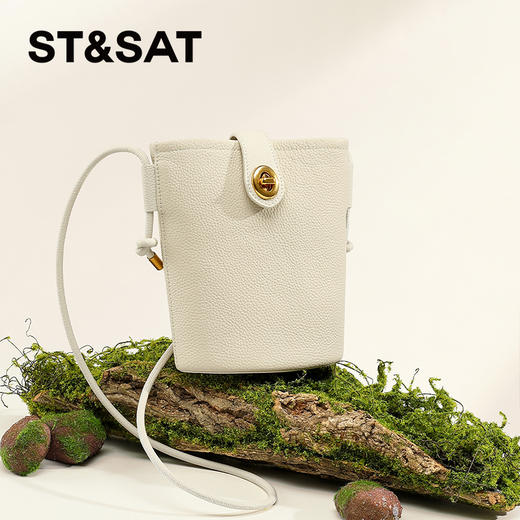 星期六软纹牛皮斜跨手提小桶包SS3121A136 商品图9