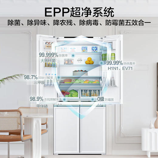 白巧系列-海尔501L零嵌全空间保鲜超薄冰箱四开门十字对开门零距离自由嵌入式风冷无霜家用大容量电冰箱 BCD-501WGHTD14W9U1 商品图4