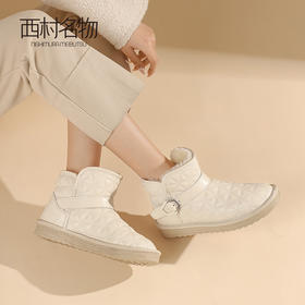 西村名物2023年冬季新品平底加绒保暖雪地靴休闲防滑女靴子X23DS47601