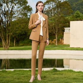 IWY/磨毛西装外套女秋冬新款卡其色西装套装主持人修身正装CP1723