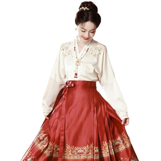 新中式国风汉服敬酒服金红色改良明制马面裙MLS101 商品图4