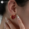 『红颜』红白滴釉心形耳环 商品缩略图1