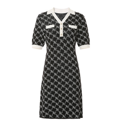 EITIE爱特爱温柔气质V领香风修身显瘦通勤印花针织连衣裙24春新款A2401305 商品图5