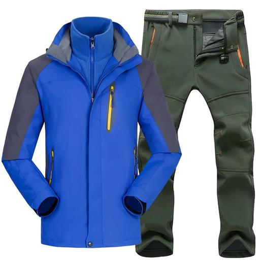 冬季户外冲锋衣裤男女套装两件套可拆卸登山服防风水外套 商品图4