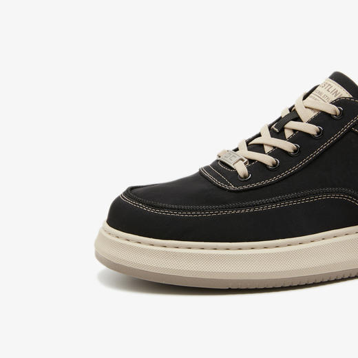 西遇复古板鞋男新款春季美式潮酷撞色休闲鞋平底黑色帆布鞋20145510 商品图5