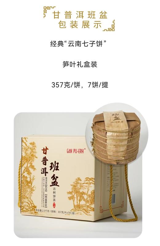 云南班盆古树饼茶（熟茶）普洱熟茶饼纯料古树300年树龄礼盒送礼 357g 1饼 商品图7