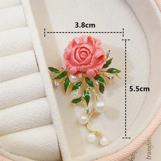 国色天香牡丹花胸针，高档珐琅手绘淡水珍珠胸花YH310 商品图1