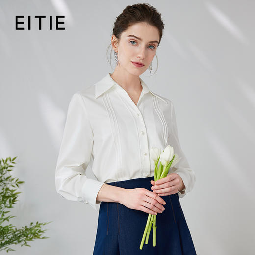EITIE爱特爱时尚气质经典直筒显瘦百搭干练通勤白衬衫24春季新款A2409307 商品图0