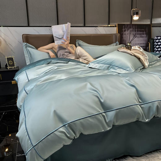 「72小时发货」【60支新疆长绒棉全棉】钱皇 双拼绣花四件套  四季通用款 古法元素工艺打造 风格采用宫廷古典风 经典不失优雅 商品图2