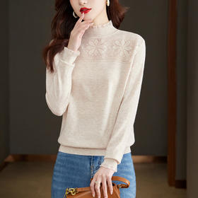 秋季新款，薄款蕾丝花边领套头内搭打底衫HR-KFG39026