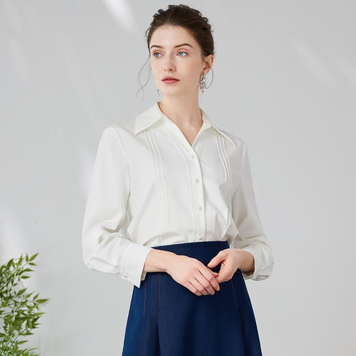 EITIE爱特爱时尚气质经典直筒显瘦百搭干练通勤白衬衫24春季新款A2409307 商品图2
