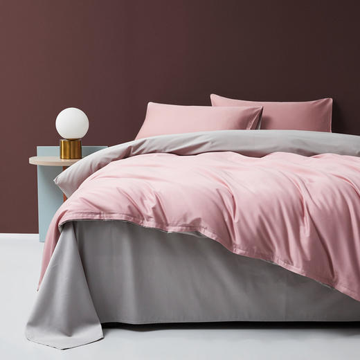  「72小时发货」【会呼吸更温暖】钱皇 100%80支全棉 纯色双拼四件套 内衣般面料质感 优质好棉 一针一线活性印染 商品图0