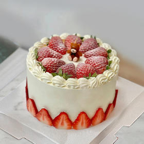 【小熊草莓】小熊蜡烛草莓生日蛋糕