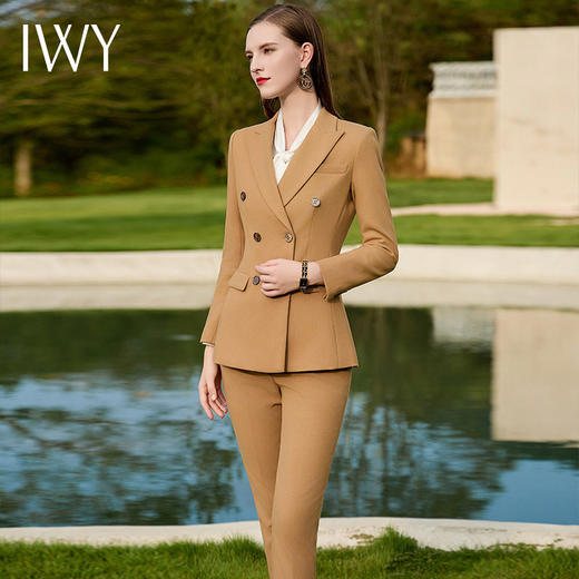 IWY/磨毛西装外套女秋冬新款卡其色西装套装主持人修身正装CP1723 商品图3
