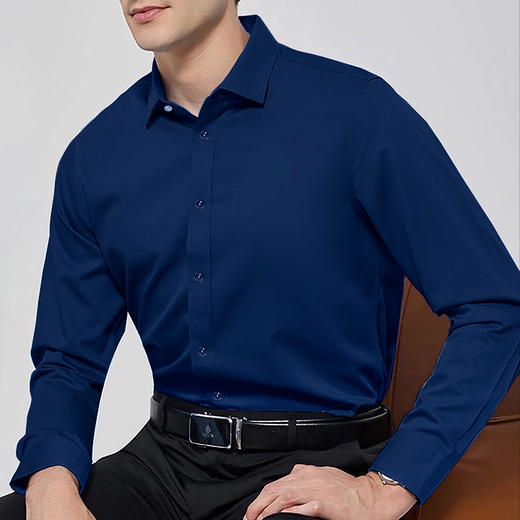 【Q】【长袖衬衫】大依优型大码弹力免烫长袖衬衫竹纤维透气舒适面料商务休闲衬衣上衣男士 商品图0