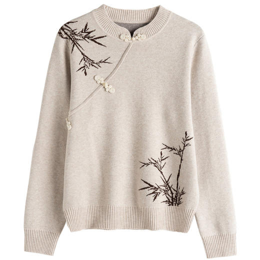 小个子国风女装2023新款秋冬季本命年红色立领盘扣毛衣内搭打底衫CC-MY-1026 商品图4