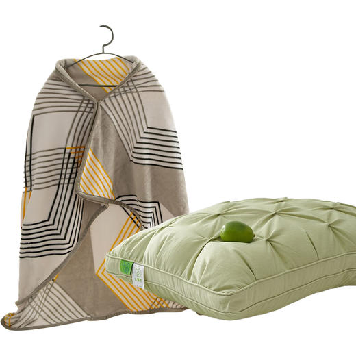 TY（分多包裹发货）生活元素多功能披肩毯SY-025Y+恒源祥集团彩羊家纺-小青柠枕+1DL23615【鲜享1.5】 商品图0