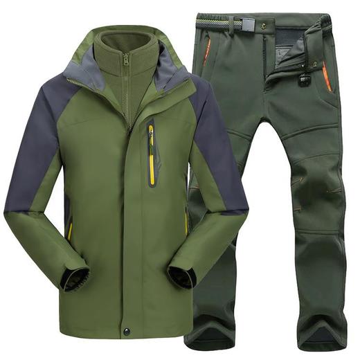 冬季户外冲锋衣裤男女套装两件套可拆卸登山服防风水外套 商品图2