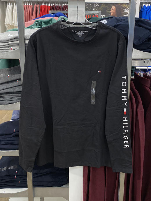 Tommy Hilfiger/汤米 男士秋季新款纯棉刺绣标圆领长袖T恤 商品图1