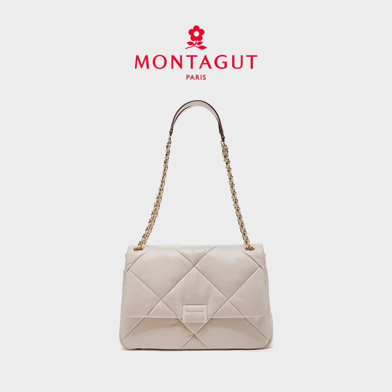 【高级羊皮系列】梦特娇新款时髦通勤大菱格单肩包