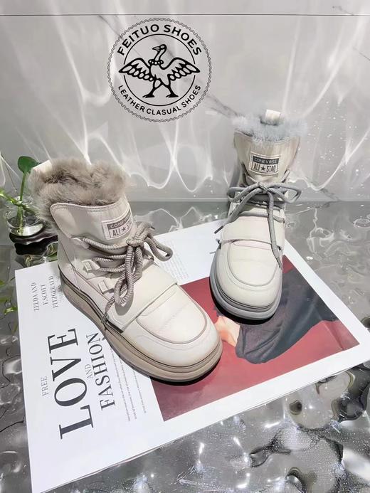2F飞鸵兔毛牛皮雪地靴 商品图0