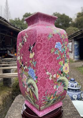 胭脂红扒花镶器