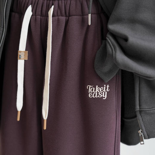 女士韩版加绒保暖刺绣收脚休闲裤  商品图2