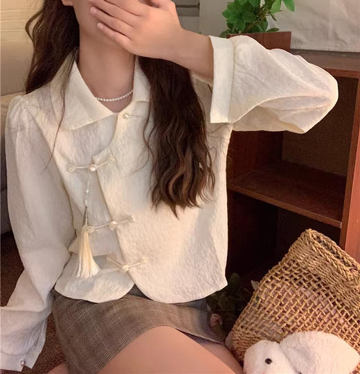 裁缝学苑AS156新中式中国风盘扣长袖衬衫纸样女装娃娃领衬衣上衣打板 商品图1