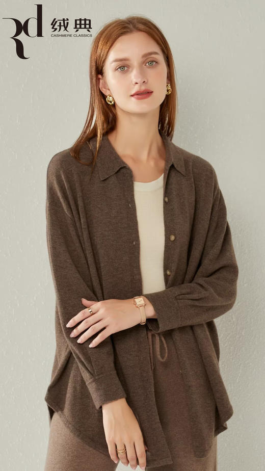 绒典小翻领女开衫 商品图1