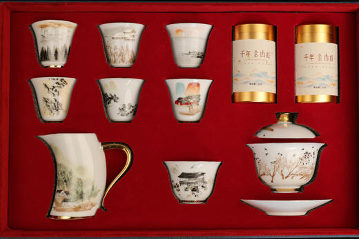 三博文创-齐白石山水十二条屏茶具套装 商品图1