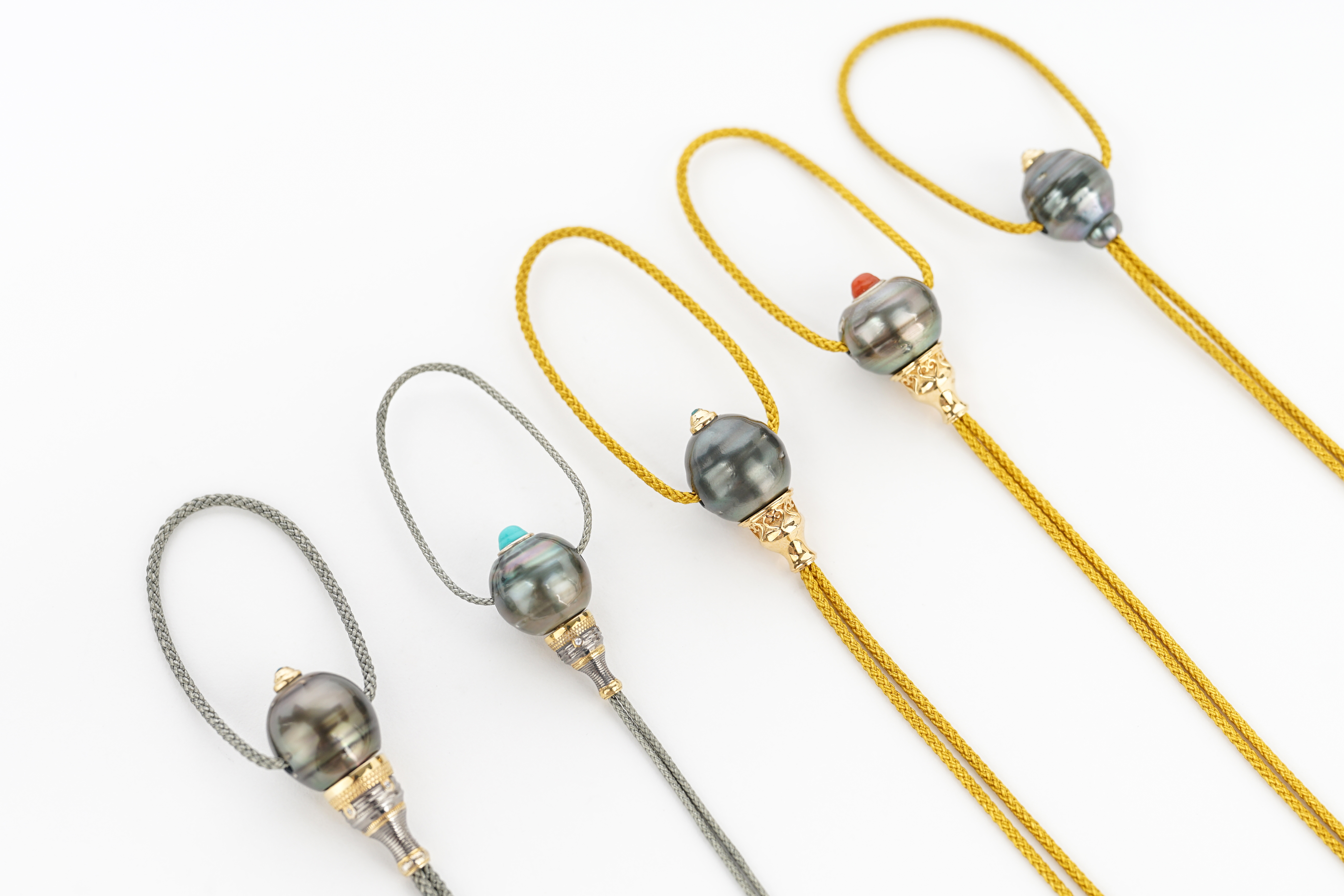 18K金大溪地螺纹珍珠三通套件 特价