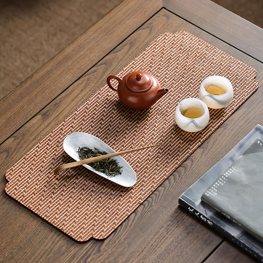 竹编大漆主人席竹茶席禅意竹制小号隔热垫桌旗布干泡茶具配件茶垫防水茶帘 商品图0