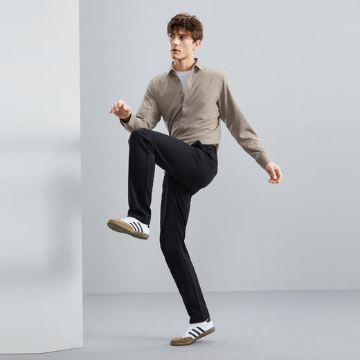 柒牌男士休闲裤秋冬厚款商务通勤上班高弹磨毛保暖直筒长裤子	125H70380 商品图3