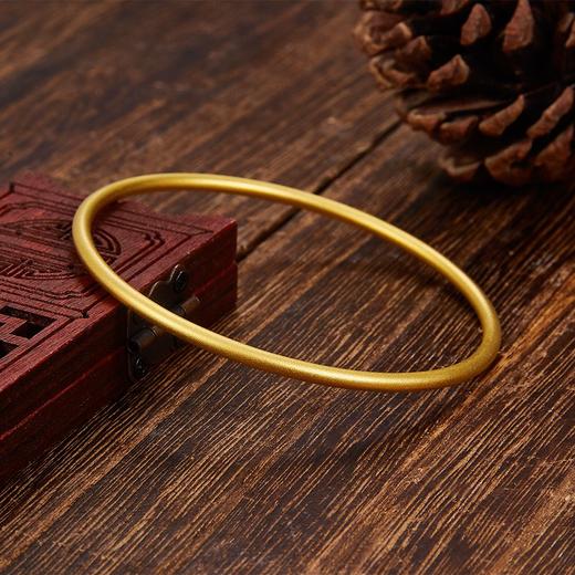 【限时克减150元】足金999.9  【磨砂实心】古法传承面宽约2.1-2.3mm古法光圈古法素圈固口古法手镯(GFSZW00013-05)（预售产品下单后不退款不退货不换货不补差价） 商品图0