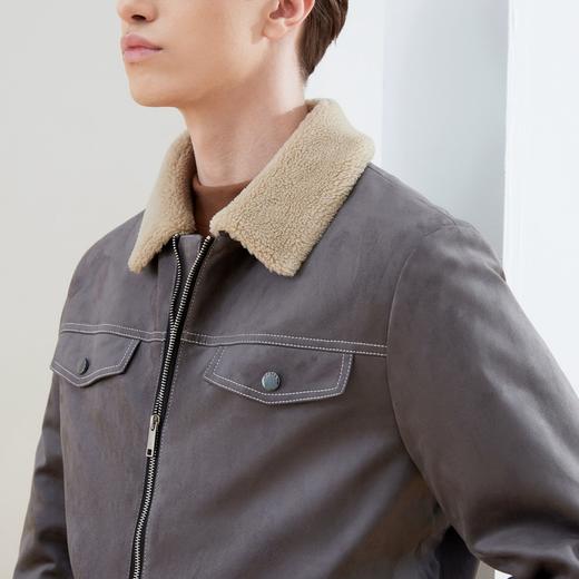 柒牌工装外套男冬季新款时尚休闲羊糕毛保暖翻领夹克	125K70020 商品图3