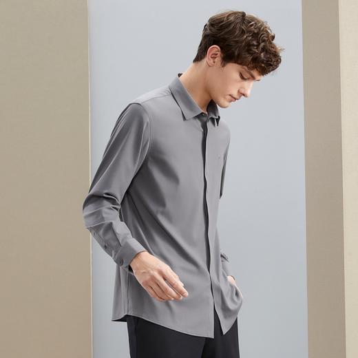 【特价】【含暖氧吧竹纤维】柒牌长袖衬衫男秋季新款商务休闲翻领衬衣	125A70570 商品图1