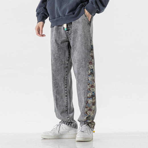 【新款DYF】大依优型大码松紧裤脚牛仔休闲裤加肥加大男装舒适胖子肥佬百搭工装裤运动裤长裤 商品图1