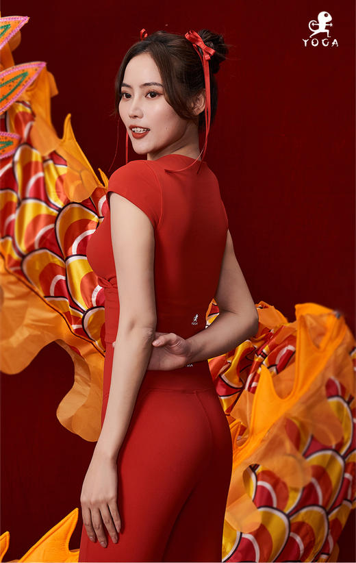 壁虎瑜伽【2312SY269】修腰V领短袖（可拆卸胸垫）清仓不退不换 商品图4