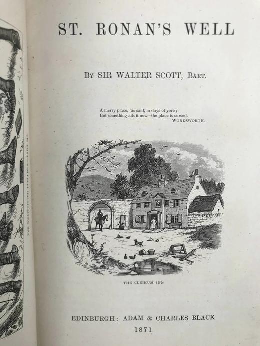 1871年 司各特《圣罗南之泉》 卷首配版画插图 真皮精装32开 商品图3