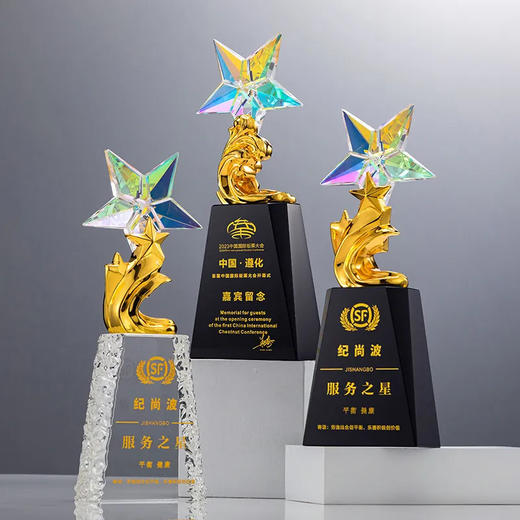 晶奖杯定制做高档科技创意新款五角星金属年会优秀员工订制炫彩 商品图0