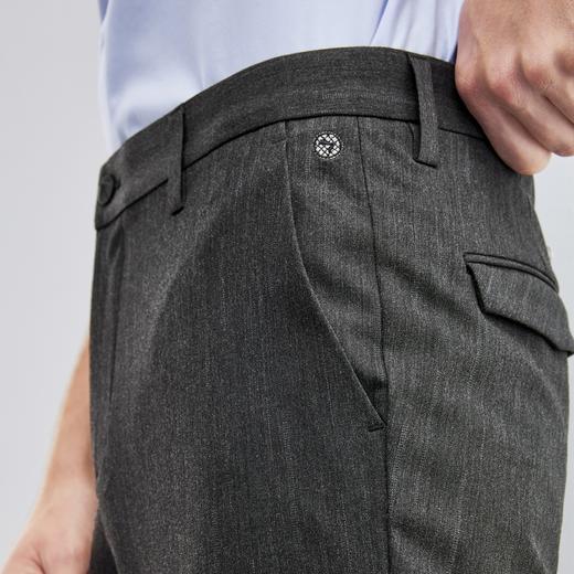 柒牌男士休闲裤春夏新款商务通勤上班灰色条纹印花直筒长裤子	124H71780 商品图2