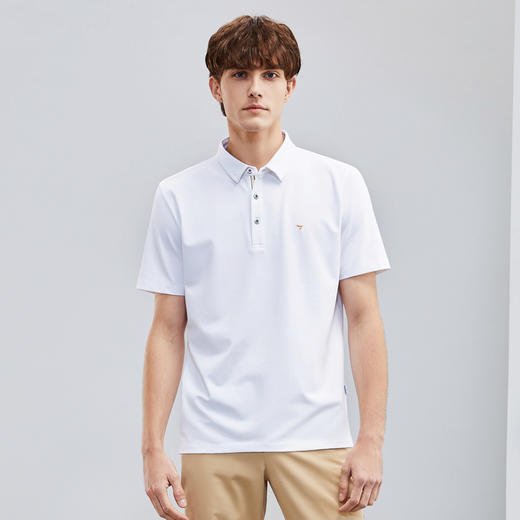【冰凉丝/5A抗菌2A防螨】柒牌男士短袖polo衫夏季凉感休闲翻领T恤	124T73380 商品图1