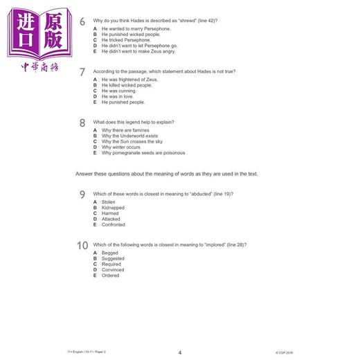 【中商原版】11+ GL English Practice Papers: Ages 10-11 Pack 1 (with Parents Guide & Online Edition) 商品图4