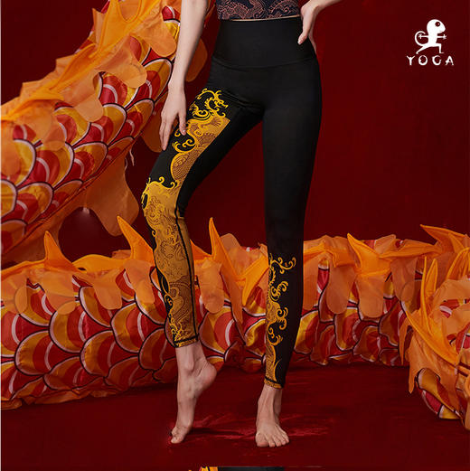 壁虎瑜伽【龙行天下-裤子】限量款印花瑜伽9分裤 【可定制】（标准码）清仓不退不换 商品图5