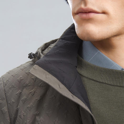 【白鸭绒】柒牌男装羽绒服男冬季厚款几何肌理可拆卸连帽羽绒外套	127E70030 商品图2