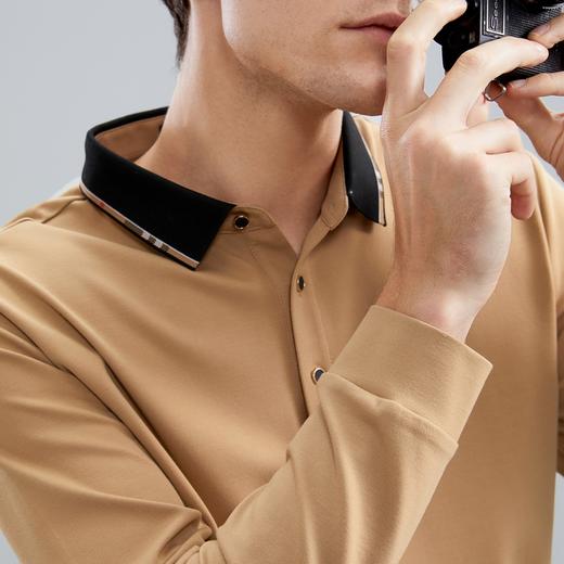 【高弹针织】柒牌男士polo衫长袖秋冬新品时尚休闲翻领T恤衫	125T70050 商品图2