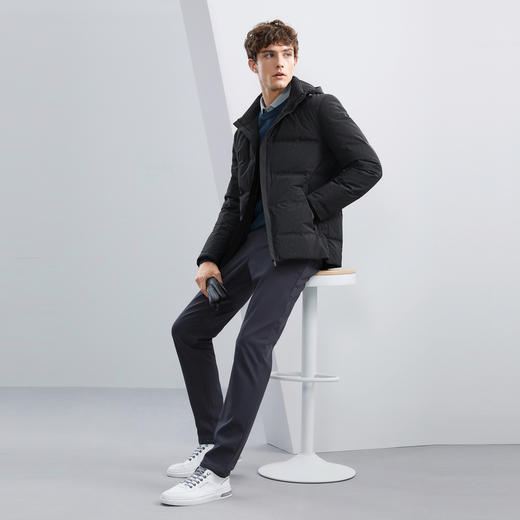 【90白鸭绒】柒牌可拆卸连帽羽绒服男冬季新款字母印花保暖厚外套	125E70350 商品图3