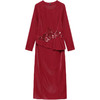 QYM-53B71红色通勤洋气假两件时尚连衣裙2024年新款圆领长袖修身优雅礼服裙 商品缩略图4
